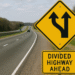 divided highway ahead sign