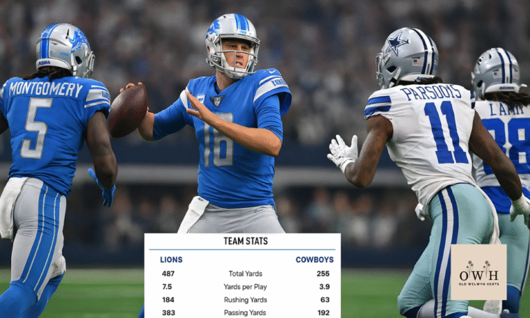 detroit lions vs dallas cowboys match player stats